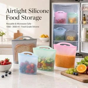 Silicone Food Storage Bag — In use