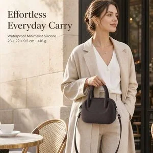 Minimalist Silicone Crossbody Bag — In use